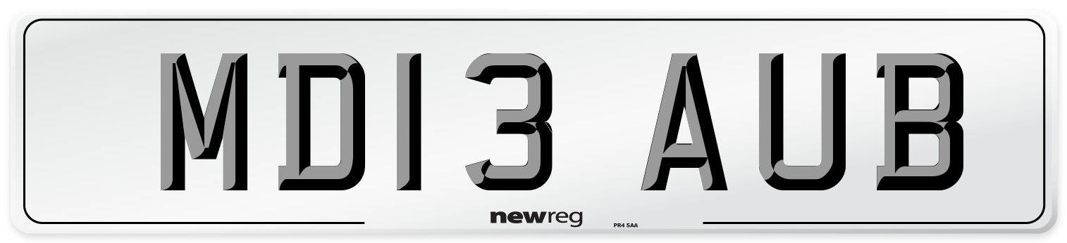 MD13 AUB Number Plate from New Reg